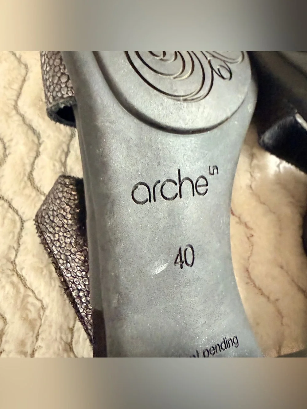 Arche Farako Gray Metallic Heels Zip Closure Open Toe Shoes Sz 40